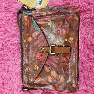 New Patricia Nash Avellino Leather The Tropics Front Pocket Crossbody